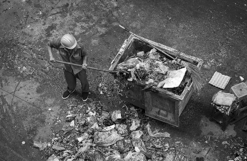 Rubbish removal truck in South London